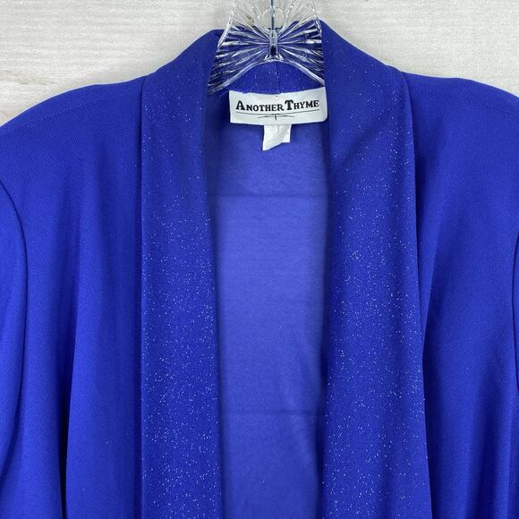 Vtg Another Thyme Cardigan Jacket Womens 18/20 Blue Glittery Semi Sheer USA Made - Picture 3 of 10